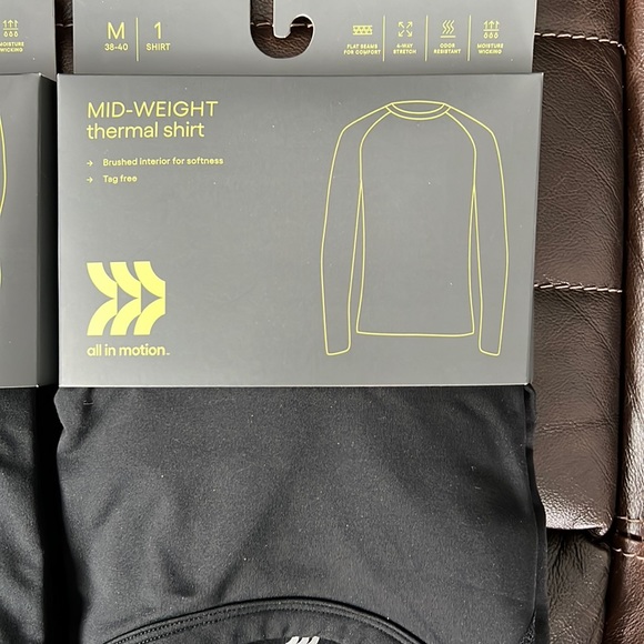 All In Motion Mid-Weight Thermal Shirt/Pant set Size Medium Black NWT - Picture 2 of 5